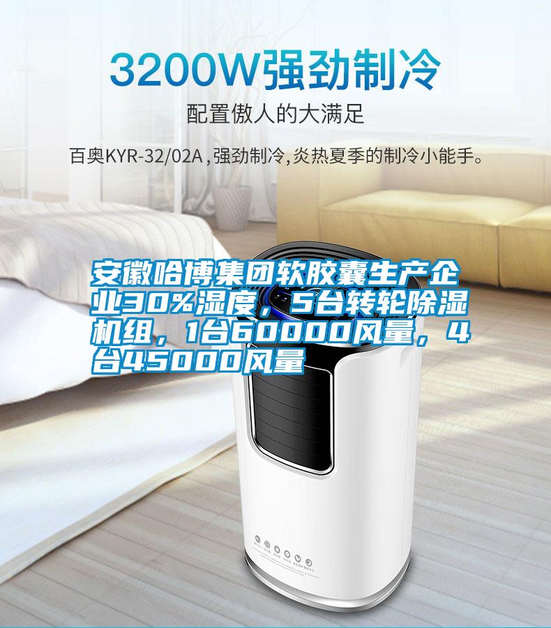 安徽哈博集團軟膠囊生產(chǎn)企業(yè)30%濕度，5臺轉(zhuǎn)輪除濕機組，1臺60000風(fēng)量，4臺45000風(fēng)量